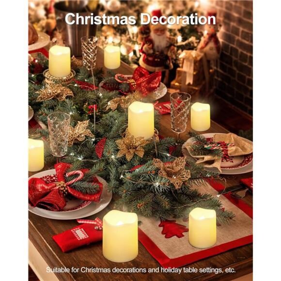 Flameless Votive Candles,Flameless Flickering Electric Fake Candle, 24 Pack - Picture 6 of 7